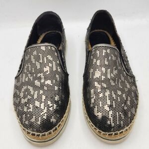 JIMMY CHOO Leather Lasercut Accents Espadrilles Flats Size 38